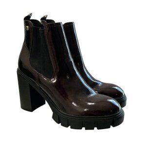 G By Guess GG Keona Patent Leather Lug Sole Booties Women’s 9.5 Burgundy New
